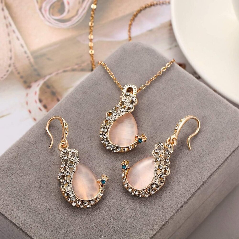 Jewelry Sets Women Water Drop Rhinestone Necklace Earrings Party Prom - Picture 4 of 7